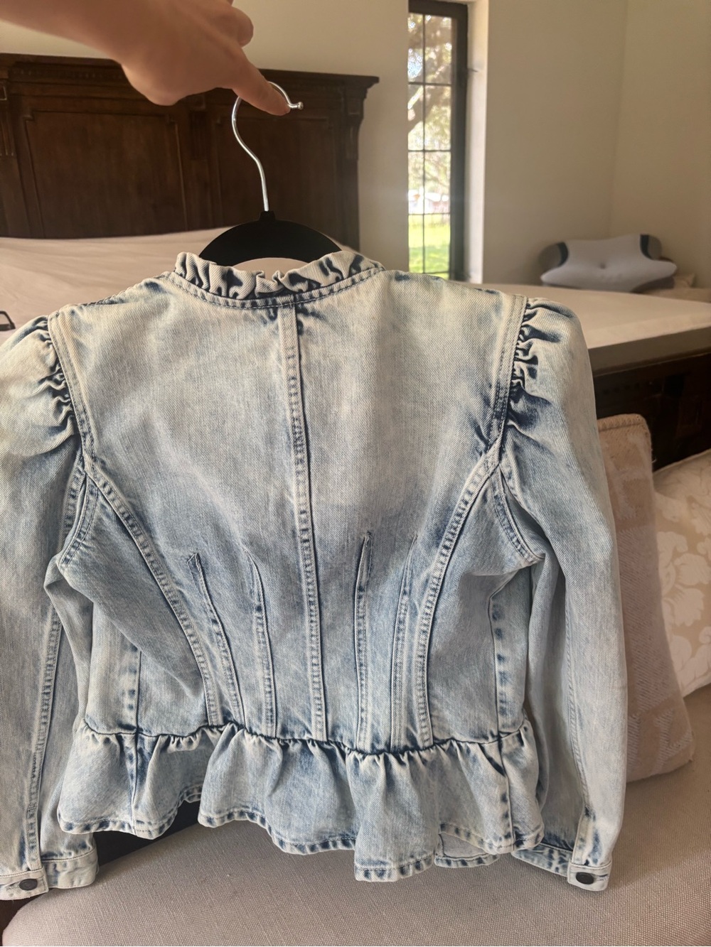 Rebecca Taylor Light Blue Ruffle Denim Jacket - Picture 2 of 4